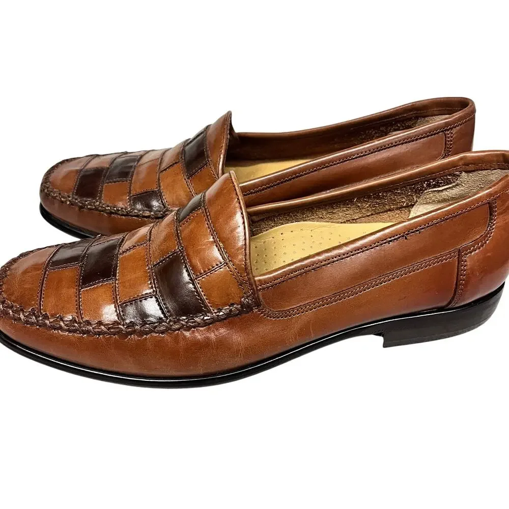 Giorgio Brutini Men's Brown Patchwork Leather Slip-On Dress Loafers 10D